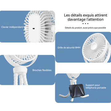 Ventilateur octopus de voiture extérieur pour enfants Le ventilateur peut être fixé de manière aléatoire de bureau pliable USB